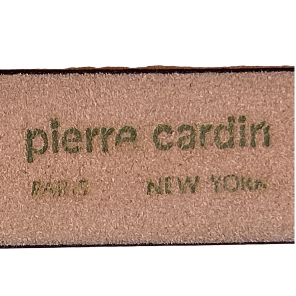 VTG Pierre Cardin Kids Black Leather Gold Buckle Aniline‎ Belt Size S 23